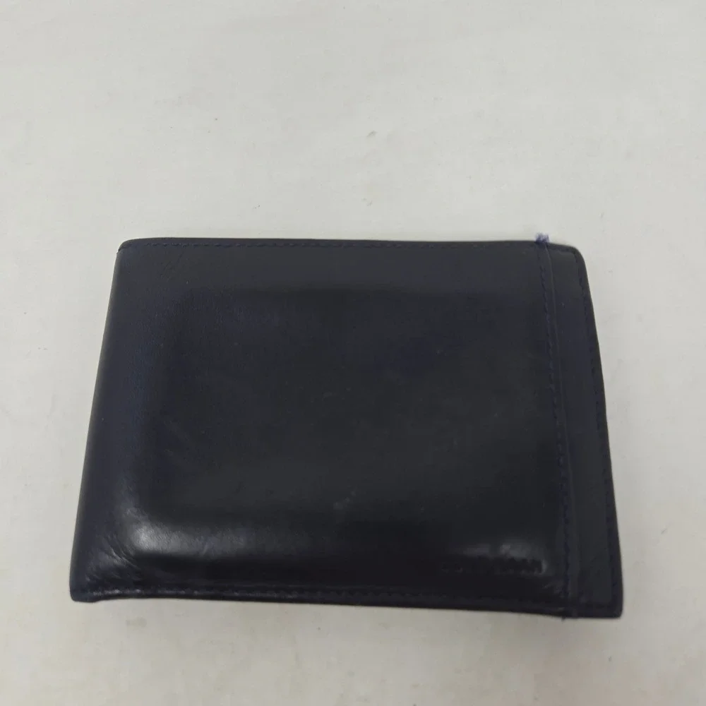 Cole‎ Haan Mens Bifold Wallet Navy Blue Leather Slim Card Holder
